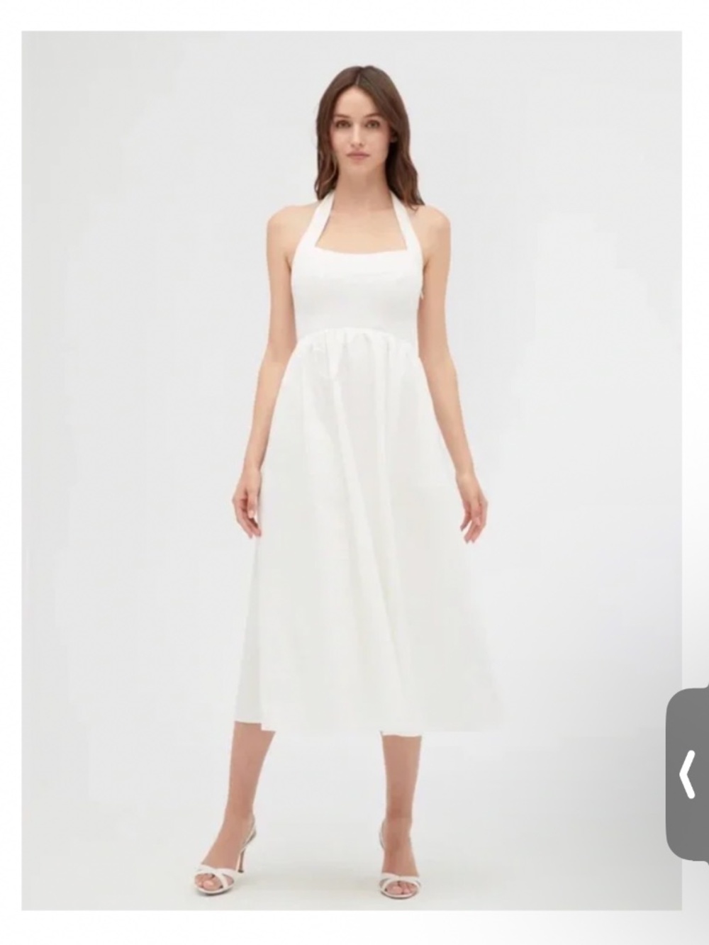 Hill House Fleur Midi Halter Cotton Dress in White Size Small
